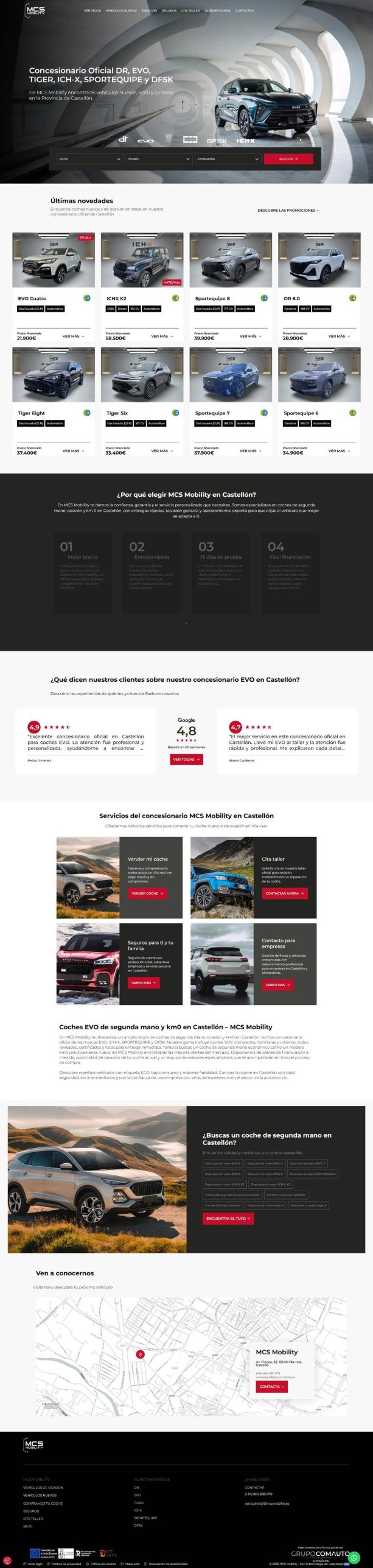 Web de MCS Mobility en escritorio